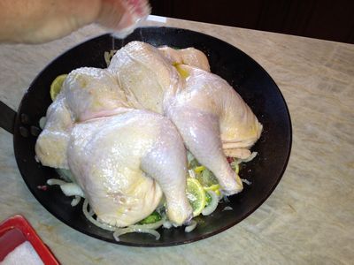 Split Roast Chicken with Lemon Sauce over Pea Orzo 021-thumbnail 300