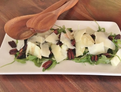 Arugula, Manchego & Apple Salad with Toasty Pecan Vinaigrette – Recipe!