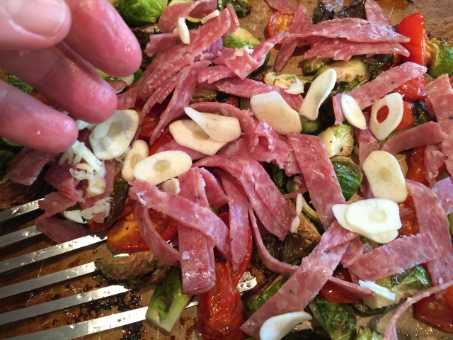 Roasted Brussels Sprouts, Cherry Tomatoes & Salami 026 (640x480)