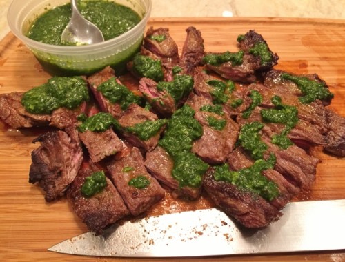 Easy Stovetop Argentinian Beef with Cilantro Chimichurri – Recipe!
