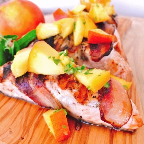 Grilled Bacon Wrapped Salmon with Summer Peach Salsa – Recipe! Image 2