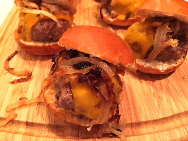 Beef and Cheddar Sliders with Caramelized Onions – Recipe! Image 1
