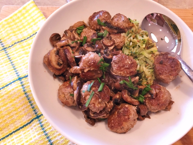 Pork Meatballs with Mushroom Sauce & Zoodles – Recipe! Image 2