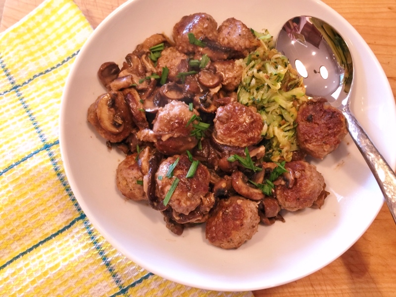 Pork Meatballs with Mushroom Sauce & Zoodles – Recipe! Image 1