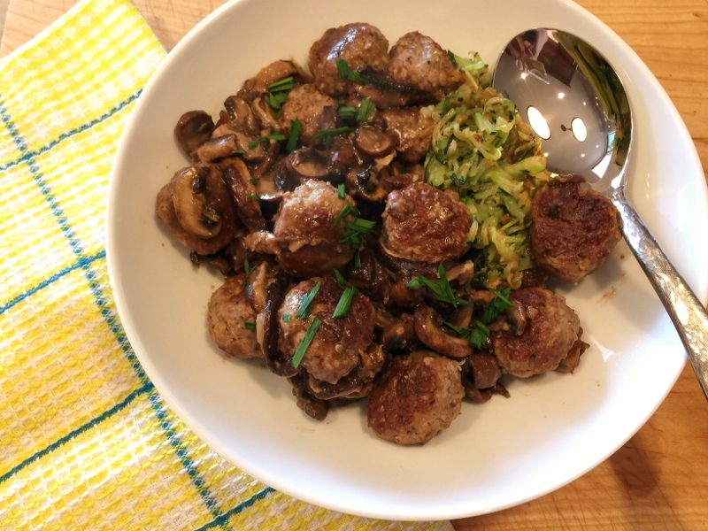 Pork Meatballs with Mushroom Sauce & Zoodles – Recipe! Image 3