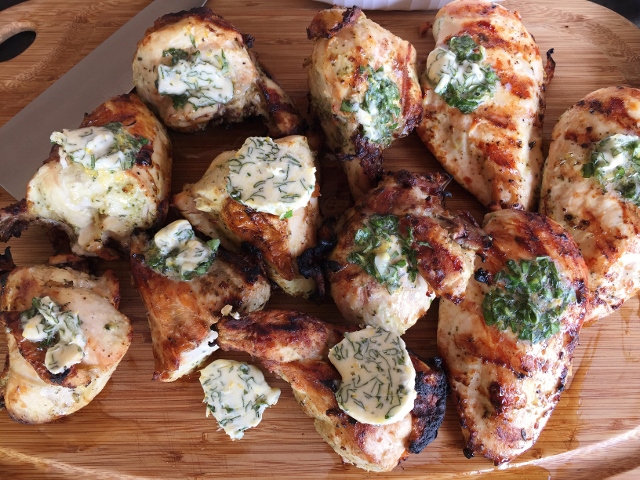 Social Sundays – Grilled Chicken with Lemon Basil Compound Butter, Green Chile Polenta Bake, and Lemon Blueberry Cheesecake! Image 16