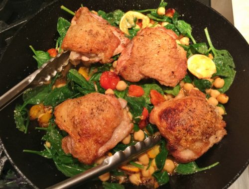Skillet Chicken with Lemons, Spinach & Chickpeas – Recipe!