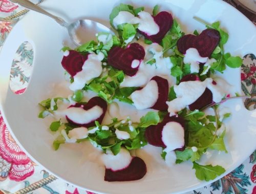 Roasted Beet Sweetheart Salad with Feta Cream – Recipe!
