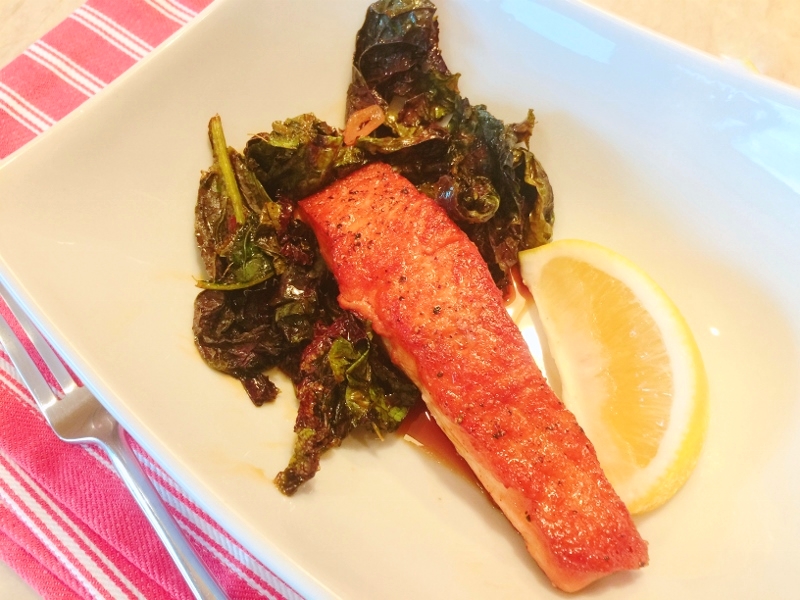 Wok Caramel Salmon with Wilted Greens – Recipe! Image 1