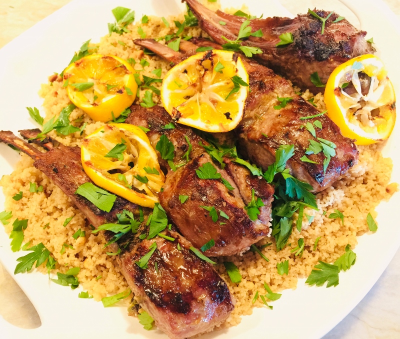 Marinated Grilled Lamb Chops with Pine Nut Couscous – Recipe! Image 1
