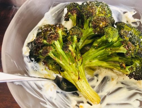 Roasted Crowns of Broccoli with Preserved Lemon Yogurt – Recipe!