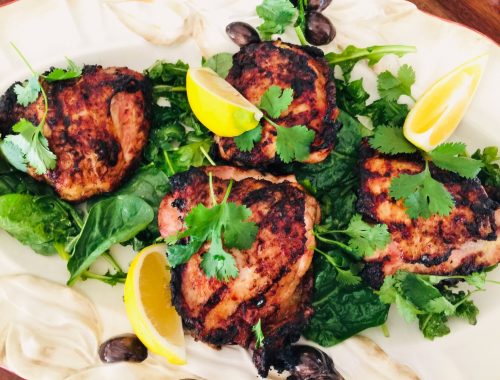 Grilled Thai Chicken Thighs with Greens – Recipe!