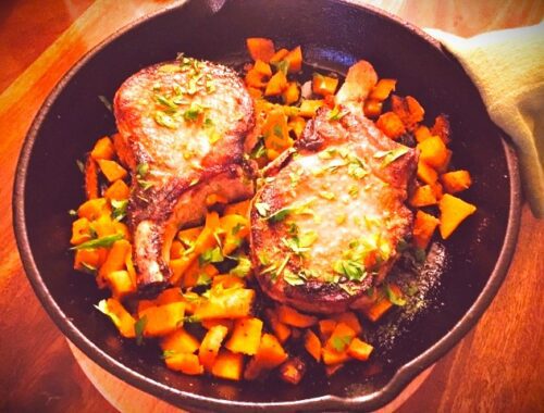 Seasoned Skillet Pork Chops and Butternut Squash – Recipe!