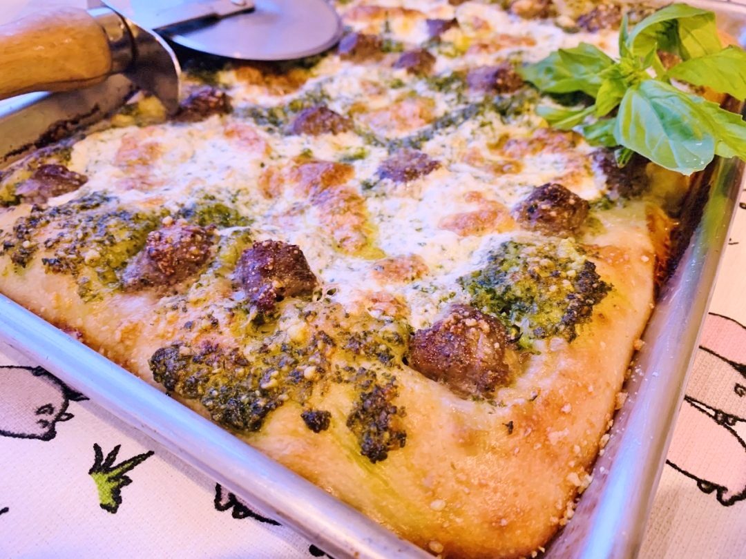 Sheet Pan Pesto Sausage Pizza – Recipe! Image 1