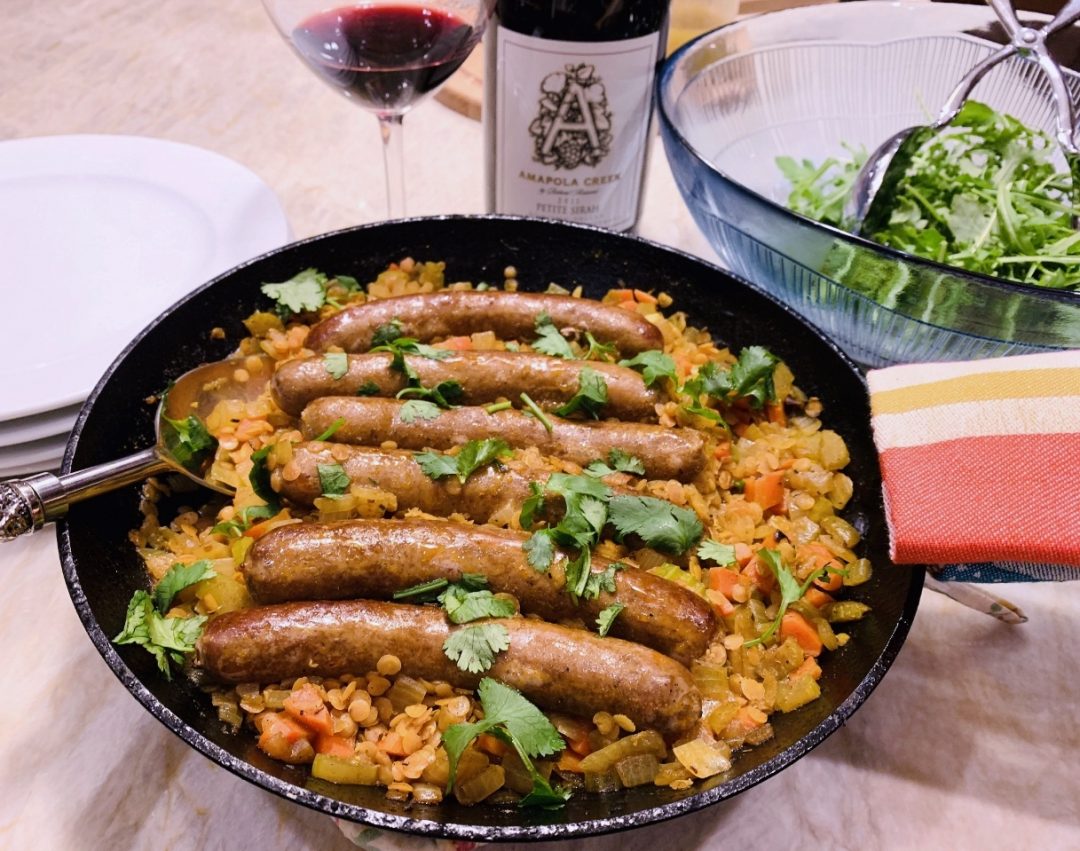 Skillet Lamb Sausage with Red Curried Lentils Recipe! Live. Love. Laugh. Food.