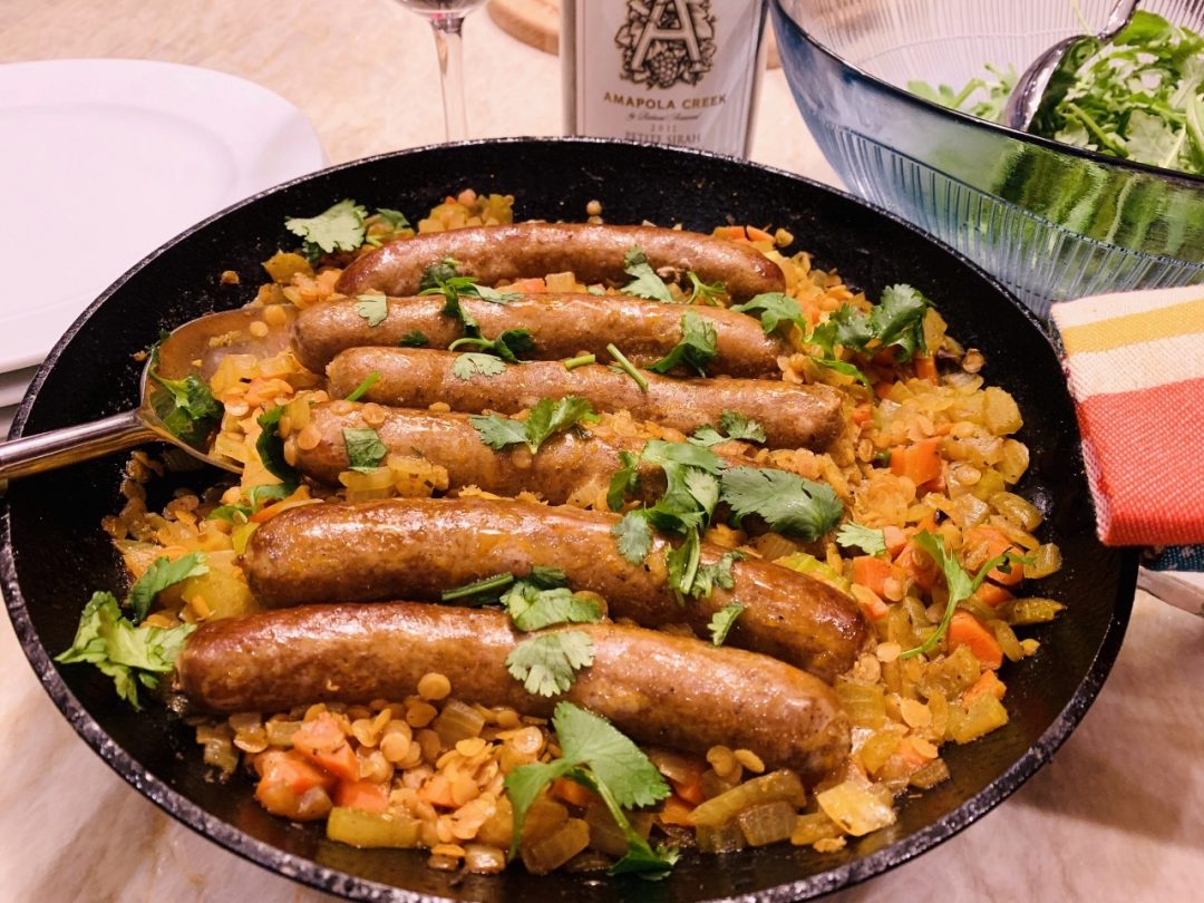 Skillet Lamb Sausage with Red Curried Lentils – Recipe! Image 1