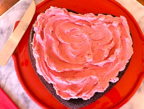 Heart-Shaped Devil’s Food Cake with Raspberry Buttercream – Recipe!