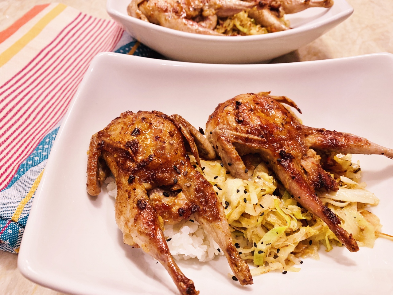 Grill Pan Asian Quail & Cabbage Recipe & Video! Live. Love. Laugh. Food.