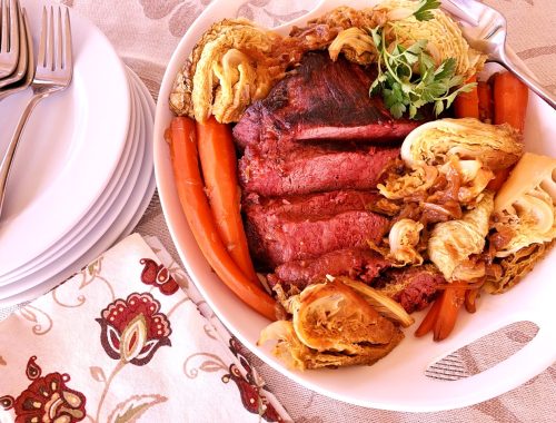 Apple Juice Braised Corned Beef and Cabbage – Recipe!