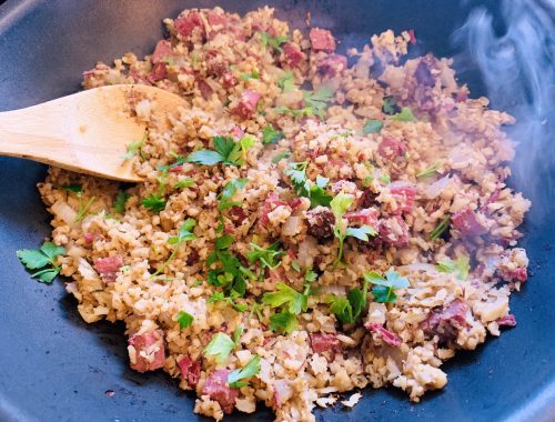 Corned Beef & Riced Cauliflower Hash – Recipe!