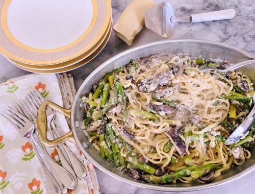 Creamy Asparagus & Mushroom Linguine – Recipe!