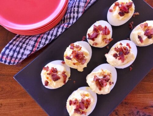 Deviled Eggs with Goat Cheese and Bacon – Recipe!