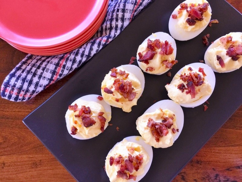 Deviled Eggs with Goat Cheese and Bacon – Recipe! Image 1