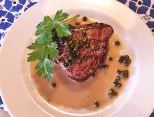 Grilled Beef Filets with Green Peppercorn Sauce – Recipe!