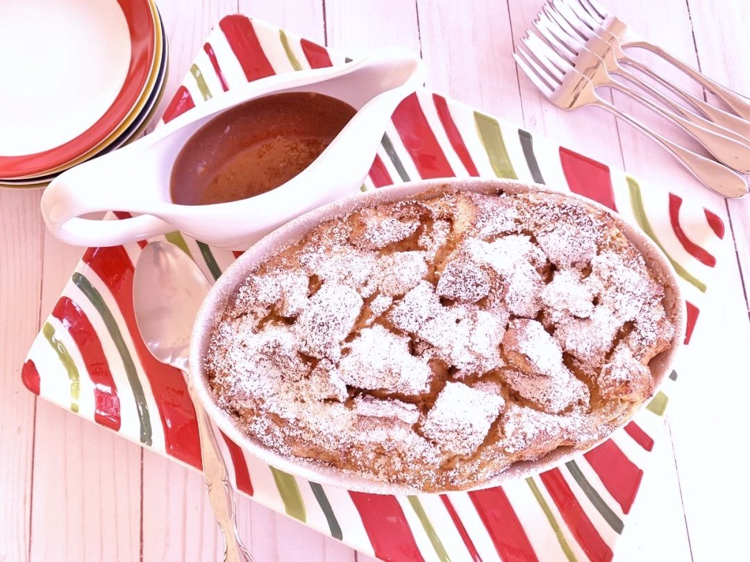 Eggnog Bread Pudding with Warm Caramel Sauce – Recipe! Image 1