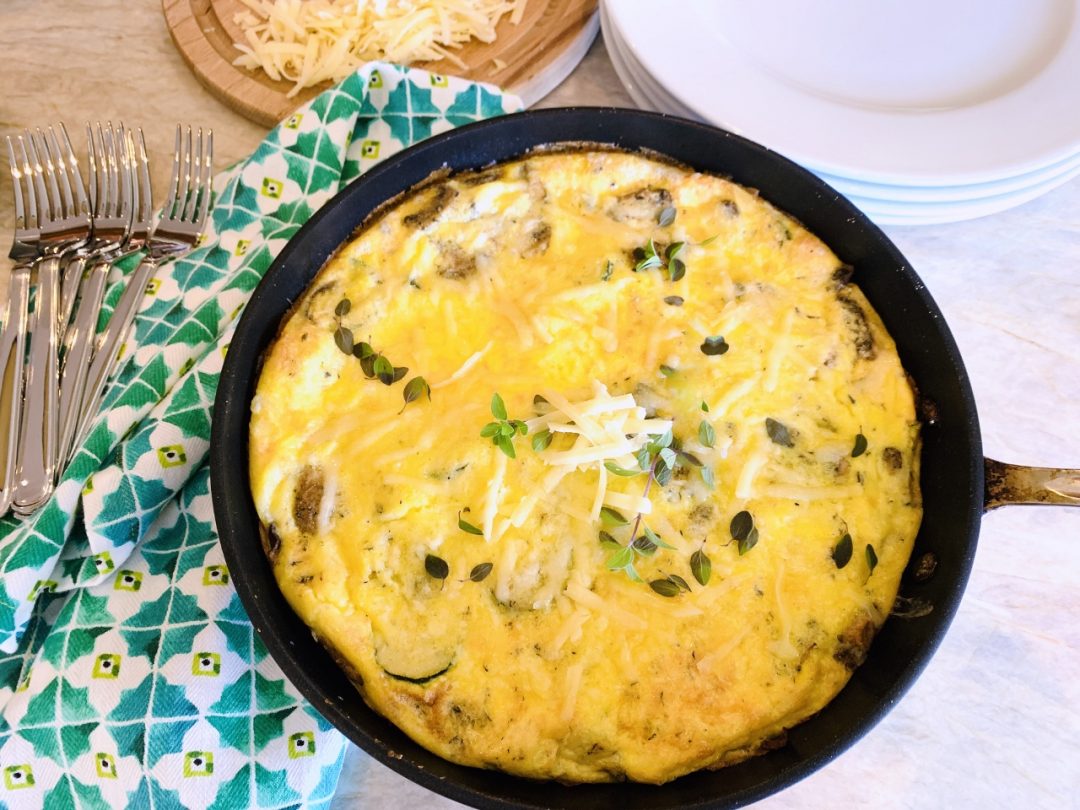 Zucchini, Mushroom & Cheddar Frittata – Recipe! Image 1