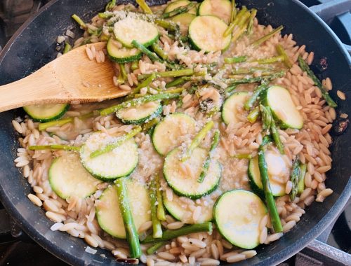 Skillet Orzo with Asparagus & Zucchini – Recipe!