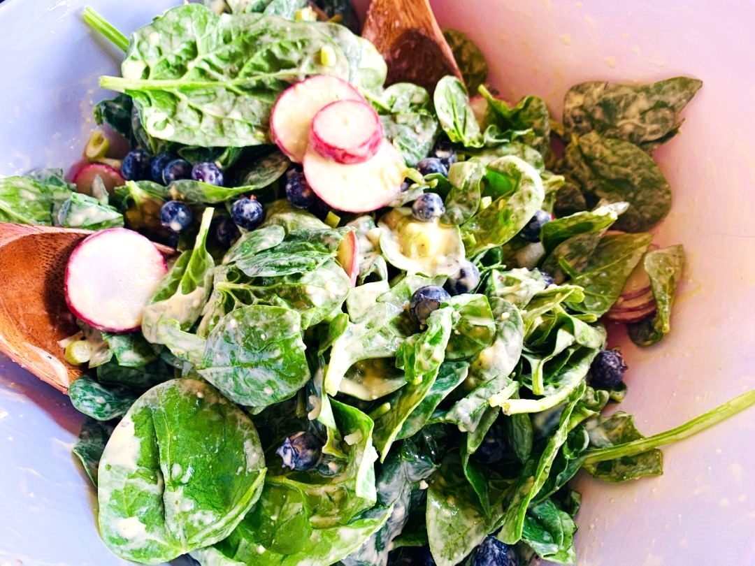 Blueberry, Radish and Spinach Salad with Creamy Vinaigrette – Recipe! Image 1