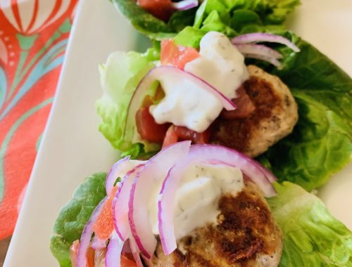 Greek Mini Turkey Burger Lettuce Wraps – Recipe!