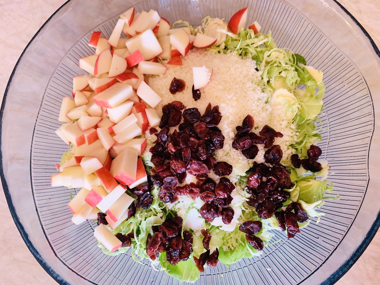 Shaved Brussels Sprout Salad with Apples, Dried Cranberries and Pecorino – Recipe! Image 3