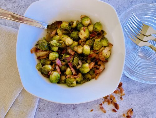 Maple-Mustard Glazed Brussels Sprouts with Bacon – Recipe!