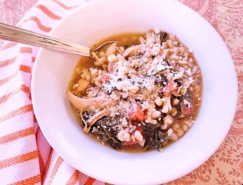 Tuscan Chicken, Farro & Kale Soup – Recipe!