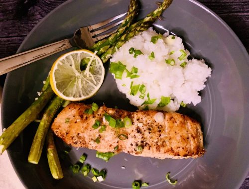 Salt & Pepper Salmon with Roasted Lemony Asparagus – Recipe!