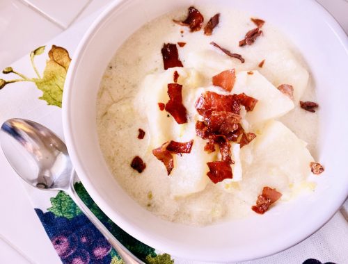 Chunky Potato Leek Soup with Prosciutto Crumbles – Recipe!