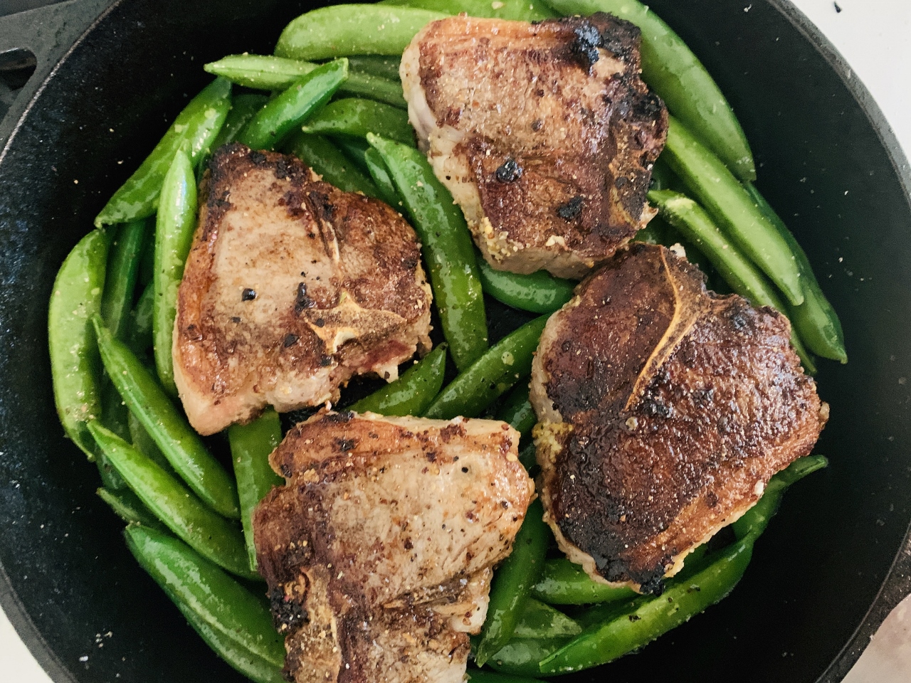 Skillet Lamb Chops with Sugar Snap Peas, Pea Shoots, Lemon & Feta – Recipe! Image 4