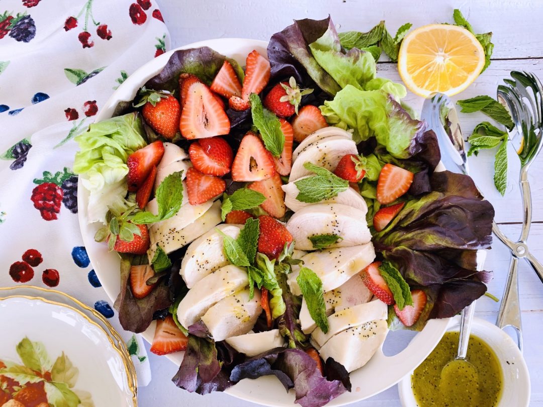 Poached Chicken Salad with Strawberries and Honey Poppy Seed Vinaigrette – Recipe! Image 1