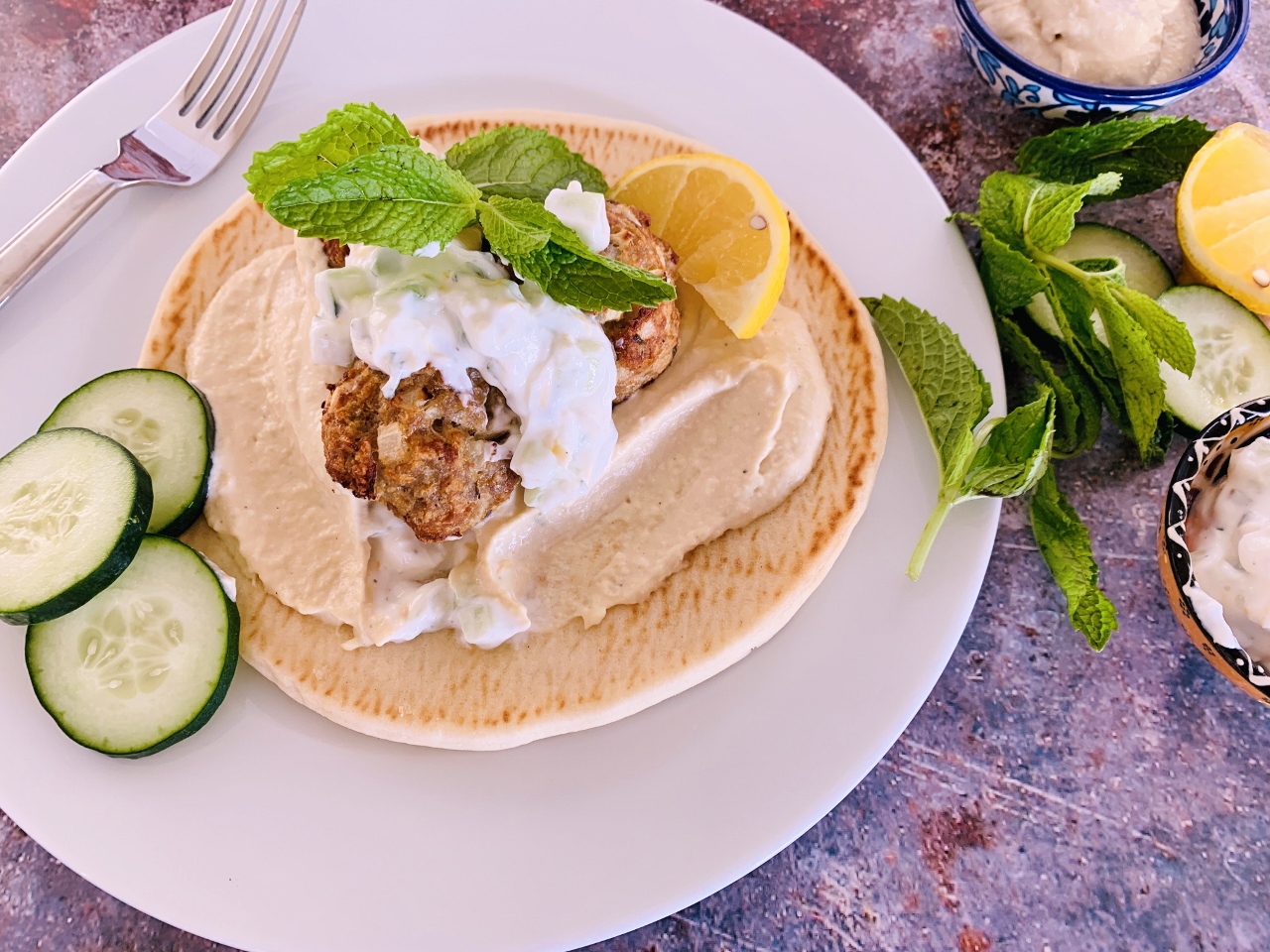 Sheet Pan Mediterranean Turkey Meatballs with Tzatziki, Hummus & Pita – Recipe! Image 6