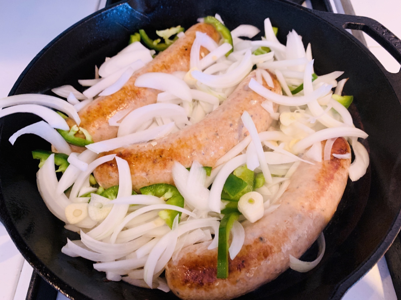 Skillet Chicken Sausages, Onions, Zucchini & Basil – Recipe! Image 4