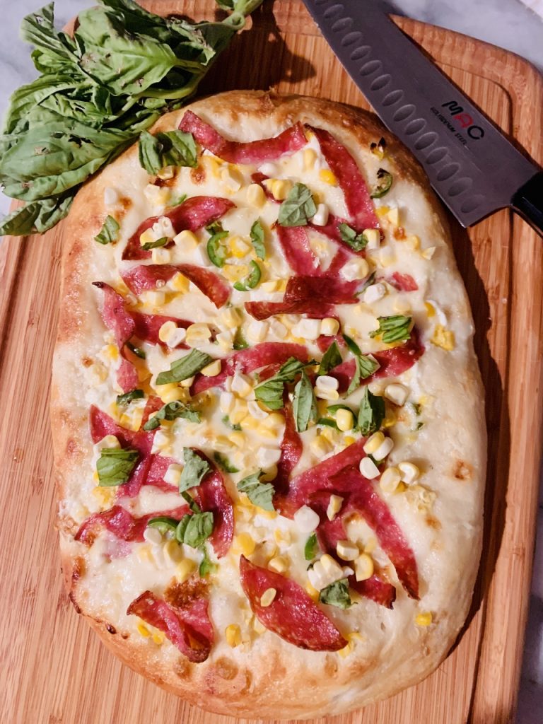 Creamy Corn, Salami & Serrano Flatbread Recipe! Live. Love. Laugh