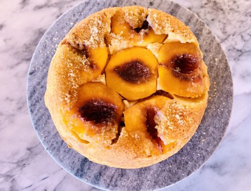 Brown Sugar-Peach Upside Down Skillet Cake – Recipe!