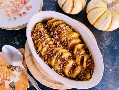 Vindaloo Scalloped Sweet Potatoes with Brown Sugar Pecans – Recipe!