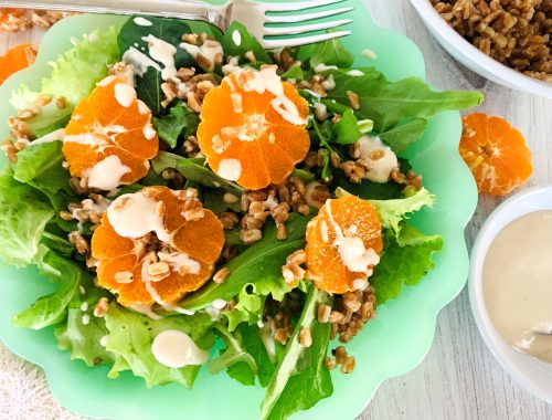 Farro, Tangerine and Leafy Green Salad with Tahini Vinaigrette – Recipe!