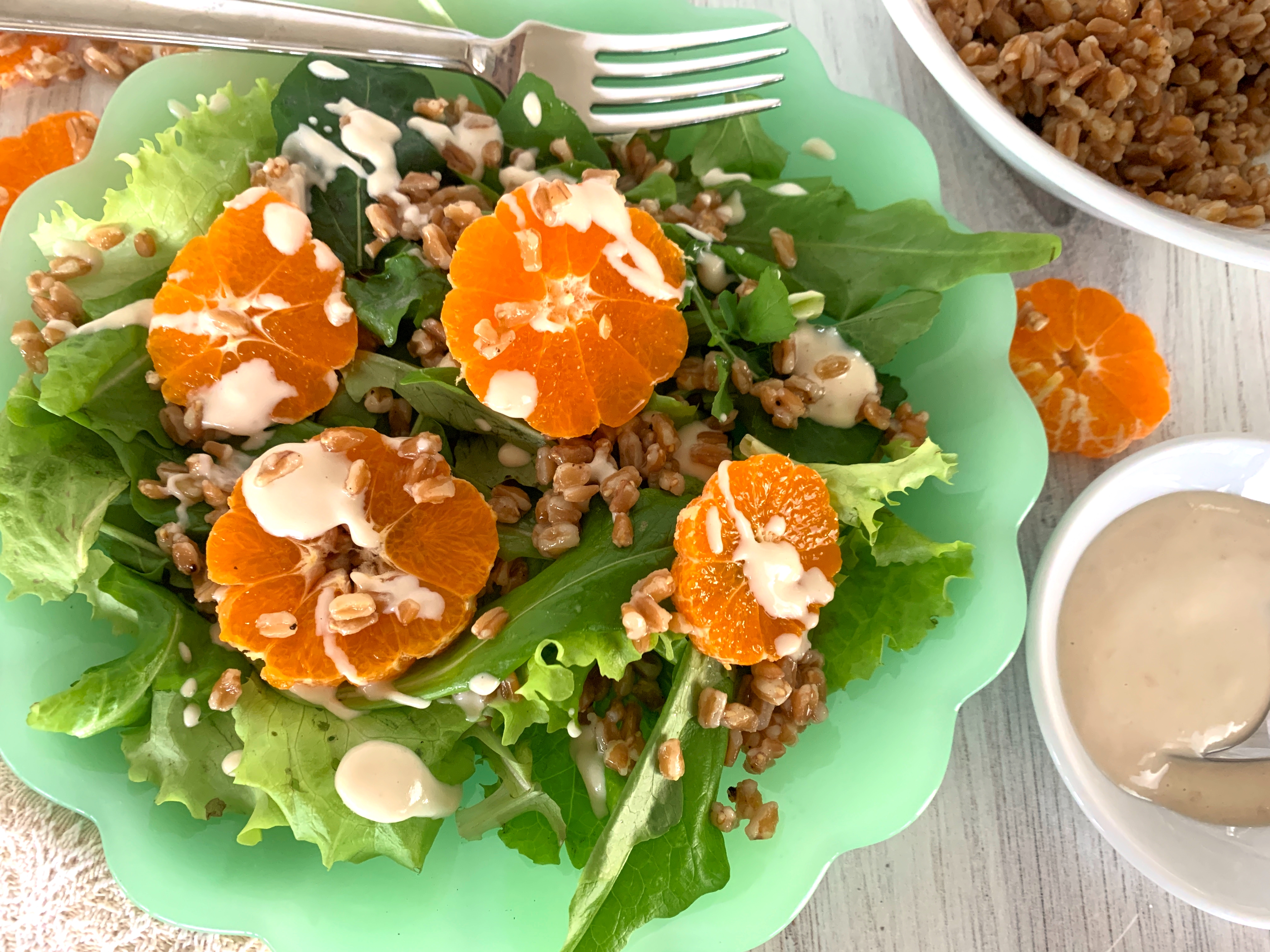 Farro, Tangerine and Leafy Green Salad with Tahini Vinaigrette – Recipe! Image 2