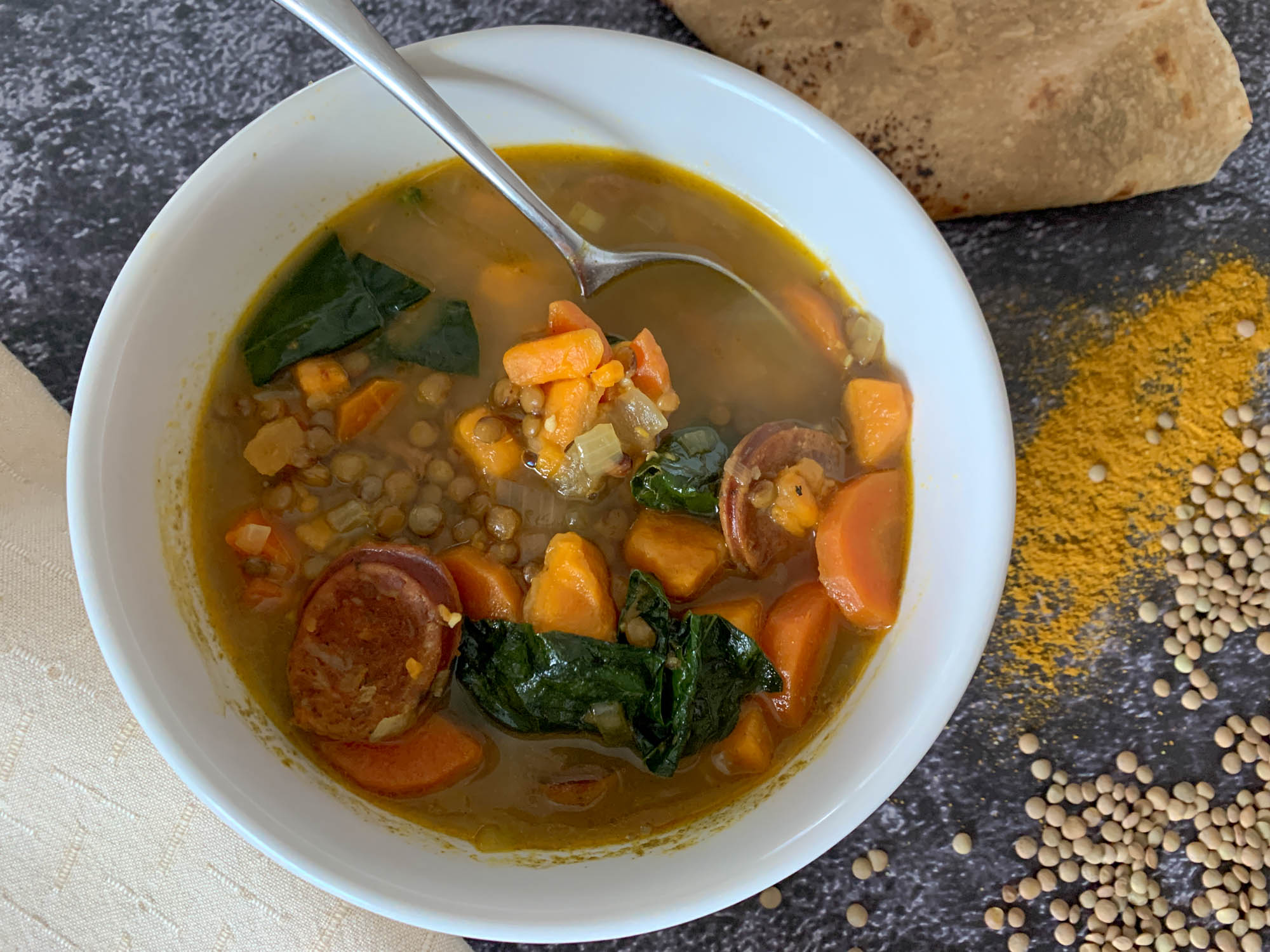 Sweet Potato, Lentil and Andouille Sausage Curry Stew – Recipe! Image 4