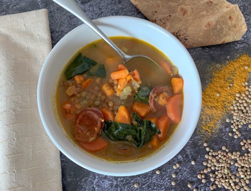 Sweet Potato, Lentil and Andouille Sausage Curry Stew – Recipe!