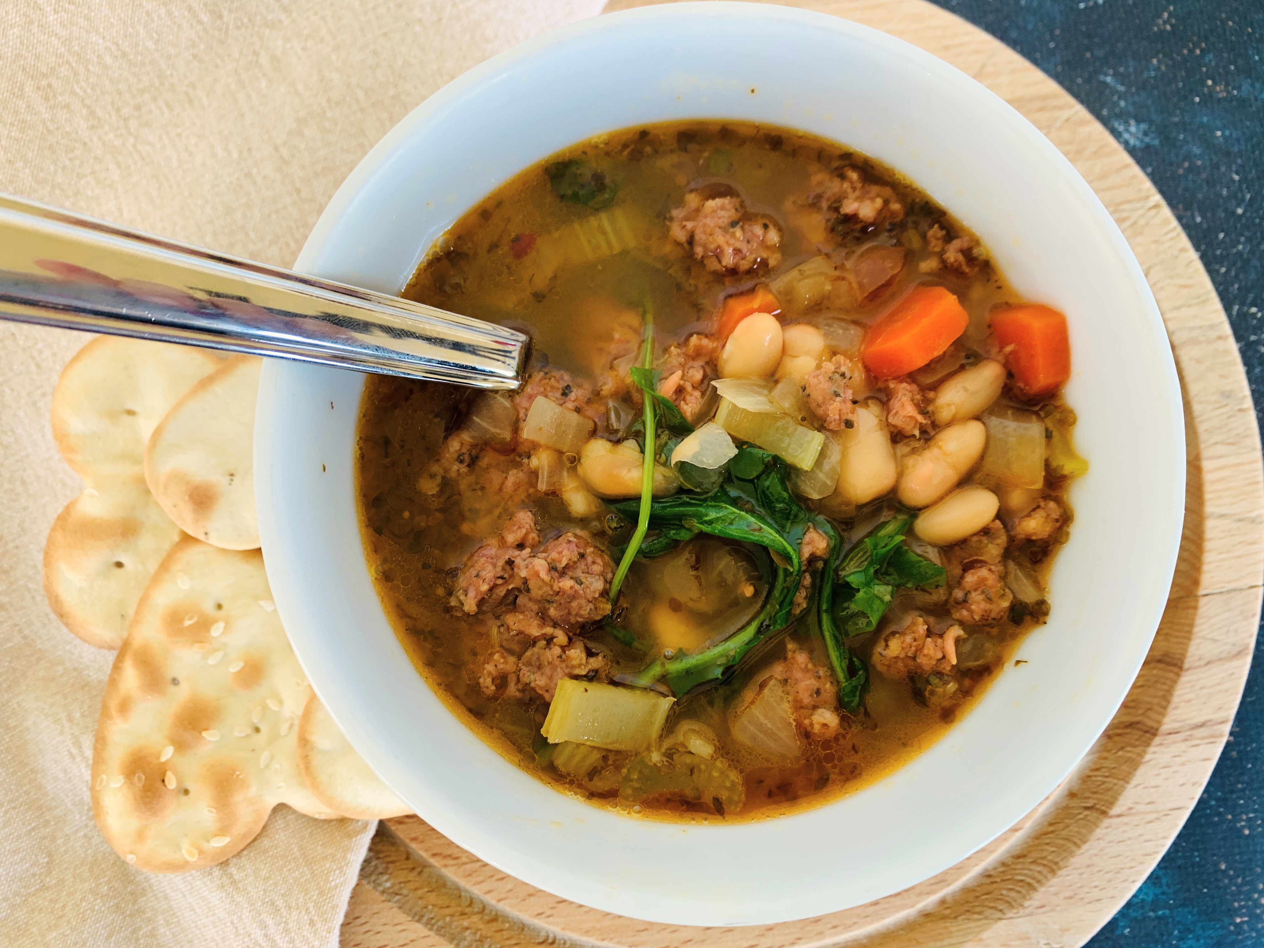 White Bean, Italian Sausage and Wilted Arugula Soup – Recipe! Image 4